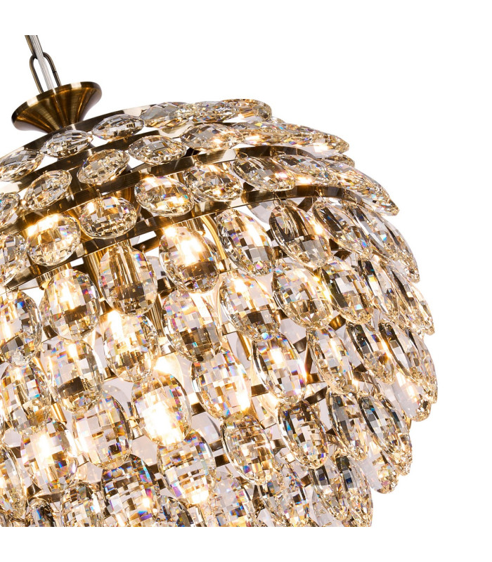 Coniston Pendant 6 Light E14 Antique Brass/Crystal-6