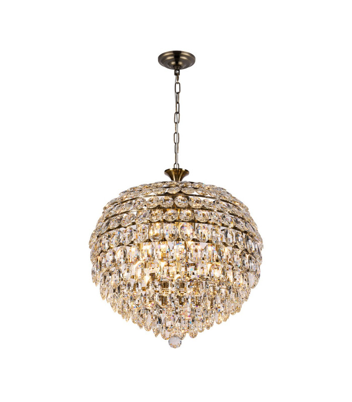 Coniston Pendant 9 Light E14 Antique Brass/Crystal Item Weight: 20kg-1