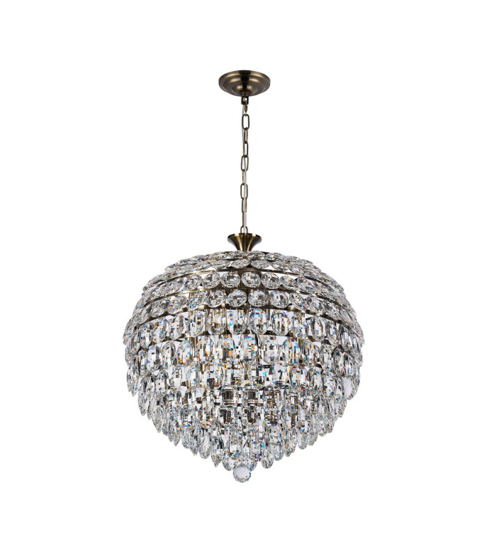 Coniston Pendant 9 Light E14 Antique Brass/Crystal Item Weight: 20kg-3