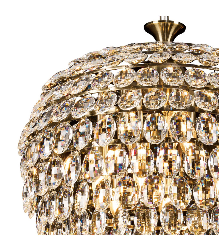 Coniston Pendant 9 Light E14 Antique Brass/Crystal Item Weight: 20kg-5