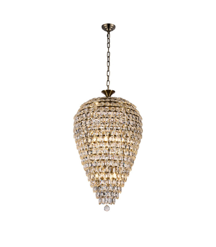 Coniston Acorn Pendant 16 Light E14 Antique Brass/Crystal Item Weight: 40.60kg-1