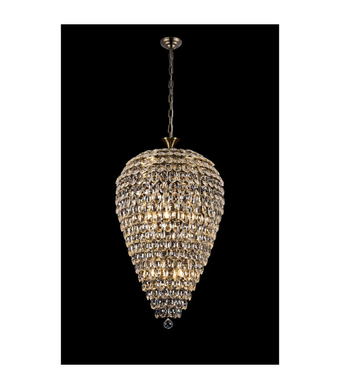 Coniston Acorn Pendant 16 Light E14 Antique Brass/Crystal Item Weight: 40.60kg-2