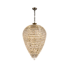 Coniston Acorn Pendant 25 Light E14 Antique Brass/Crystal Item Weight: 64.60kg-1