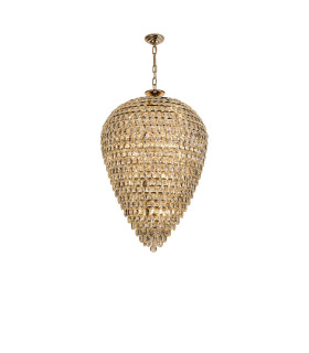 Coniston Acorn Pendant 25 Light E14 French Gold/Crystal Item Weight: 64.60kg-1