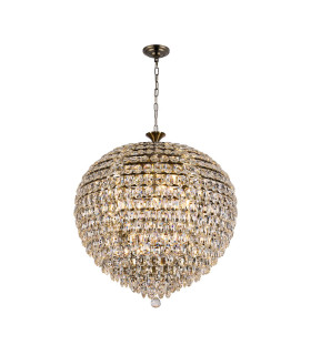 Coniston Pendant 16 Light E14 Antique Brass/Crystal Item Weight: 46kg-1