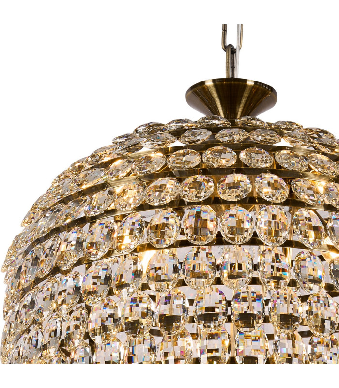 Coniston Tall Acorn Pendant 20 Light E14 Antique Brass/Crystal Item Weight: 48.30kg-6