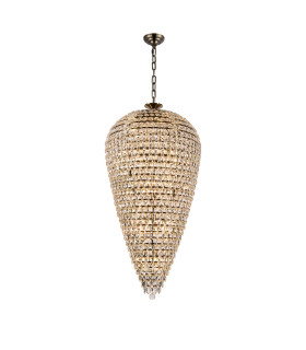 Coniston Tall Acorn Pendant 30 Light E14 Antique Brass/Crystal Item Weight: 84.10kg-1