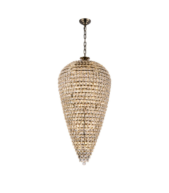Coniston Tall Acorn Pendant 30 Light E14 Antique Brass/Crystal Item Weight: 84.10kg-1