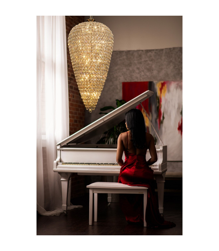 Coniston Tall Acorn Pendant 30 Light E14 French Gold/Crystal Item Weight: 84.10kg-3
