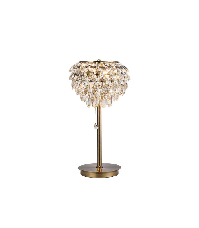 Coniston Table Lamp 2 Light E14 Antique Brass/Crystal-1