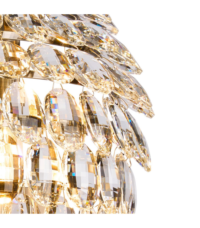 Coniston Tall Wall Lamp 6 Light G9 IP44 Antique Brass/Crystal-6