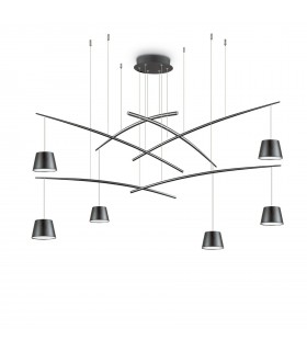 LED 6 Light Cluster Ceiling Pendant Black - 1