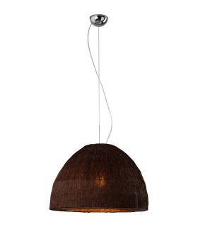 Domo Pendant 3 Light E27 Polished Chrome/Coffee Fabric Shade-1
