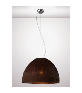 Domo Pendant 3 Light E27 Polished Chrome/Coffee Fabric Shade-2