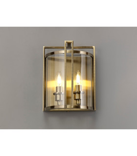 Eaton Wall Lamp 2 Light E14 Antique Brass/Glass-2