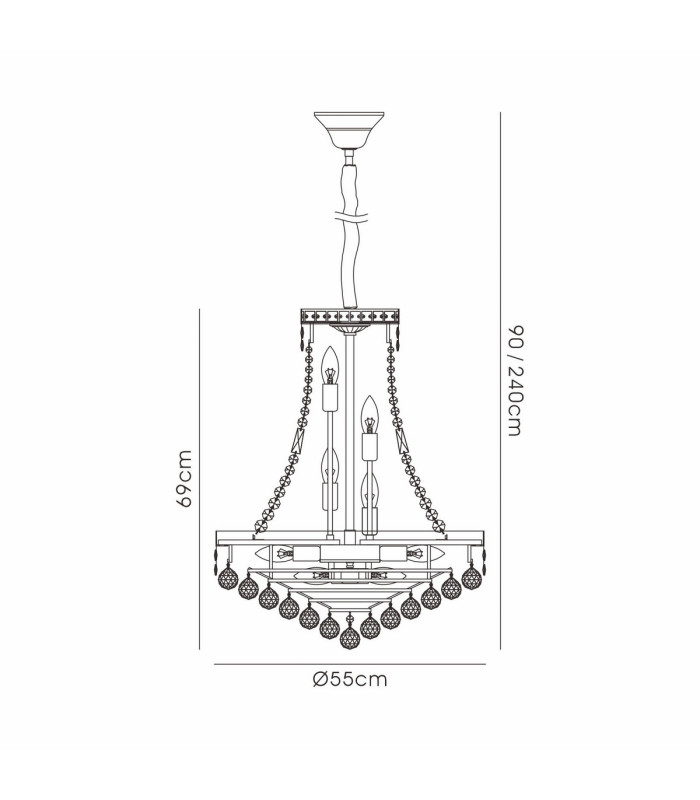 Frances Pendant 14 Light E14 Antique Brass/Crystal Item Weight: 19.8kg-7