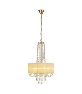 Freida Pendant With Ivory Cream Shade 6 Light E14 French Gold/Crystal-1