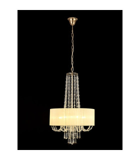 Freida Pendant With Ivory Cream Shade 6 Light E14 French Gold/Crystal-2