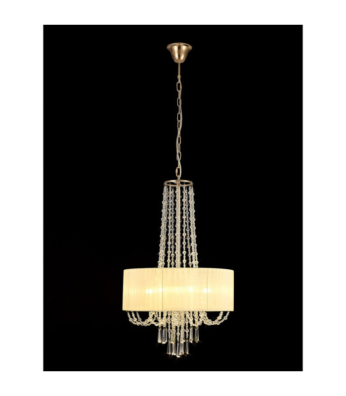 Freida Pendant With Ivory Cream Shade 6 Light E14 French Gold/Crystal-2