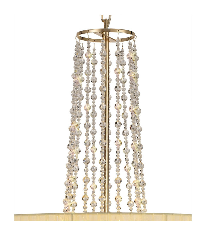 Freida Pendant With Ivory Cream Shade 6 Light E14 French Gold/Crystal-6
