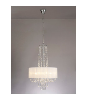Freida Pendant With White Shade 6 Light E14 Polished Chrome/Crystal-2