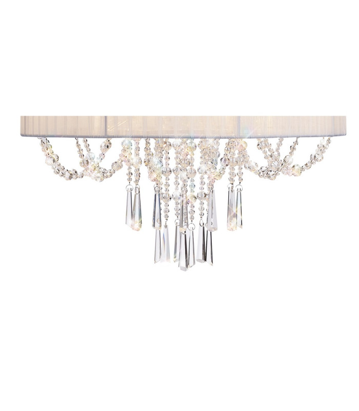 Freida Pendant With White Shade 6 Light E14 Polished Chrome/Crystal-5