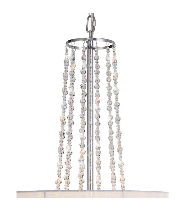 Freida Pendant With White Shade 6 Light E14 Polished Chrome/Crystal-6
