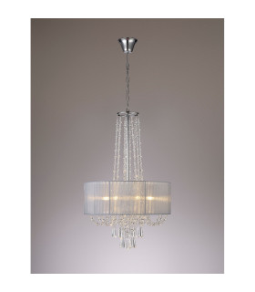 Freida Pendant With Grey Shade 6 Light E14 Polished Chrome/Crystal-2