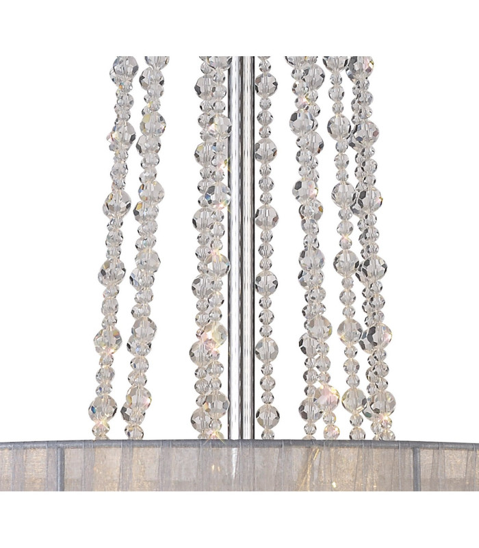 Freida Pendant With Grey Shade 6 Light E14 Polished Chrome/Crystal-6
