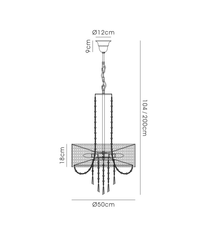 Freida Pendant With Grey Shade 6 Light E14 Polished Chrome/Crystal-7