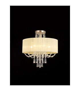 Freida Semi Flush With Ivory Cream Shade 6 Light E14 French Gold/Crystal-2