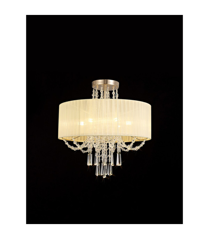 Freida Semi Flush With Ivory Cream Shade 6 Light E14 French Gold/Crystal-2