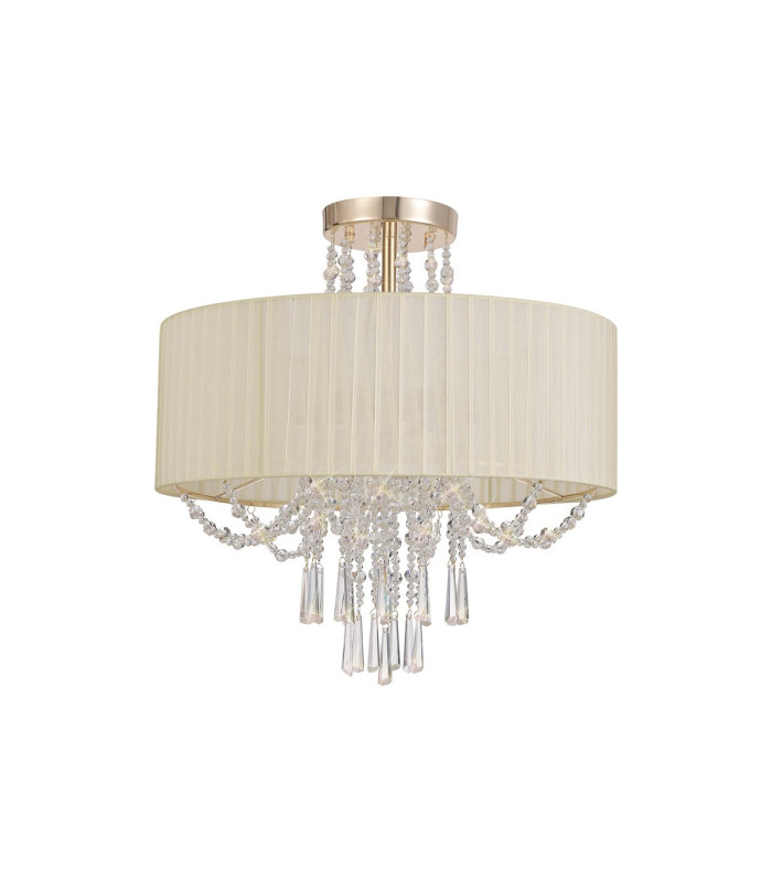 Freida Semi Flush With Ivory Cream Shade 6 Light E14 French Gold/Crystal-3