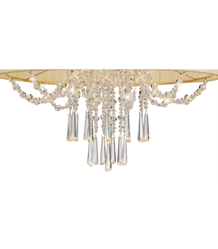 Freida Semi Flush With Ivory Cream Shade 6 Light E14 French Gold/Crystal-4