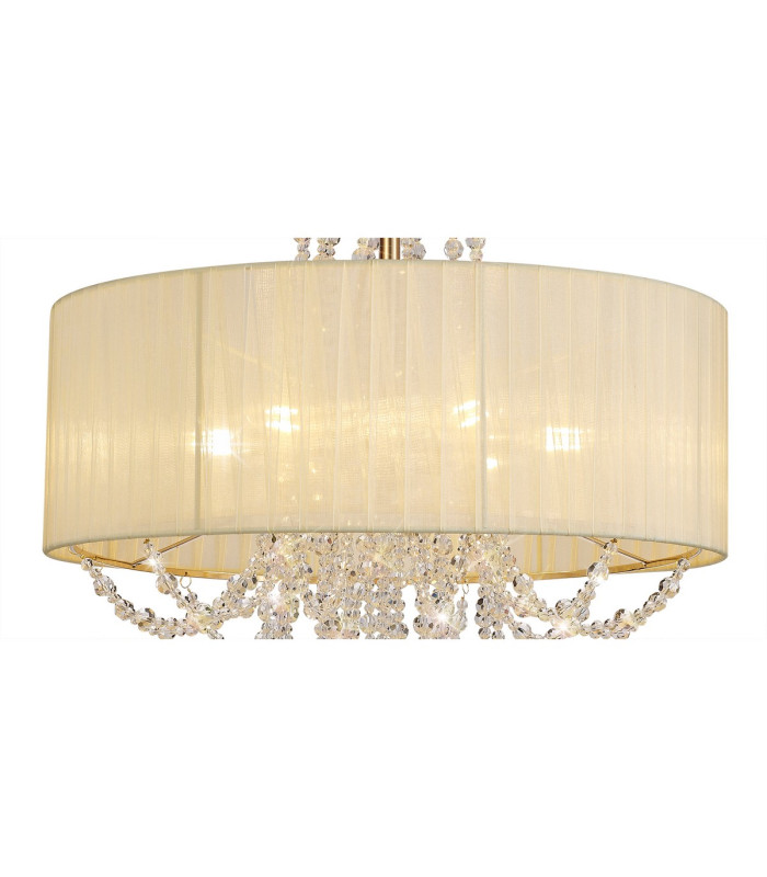 Freida Semi Flush With Ivory Cream Shade 6 Light E14 French Gold/Crystal-5