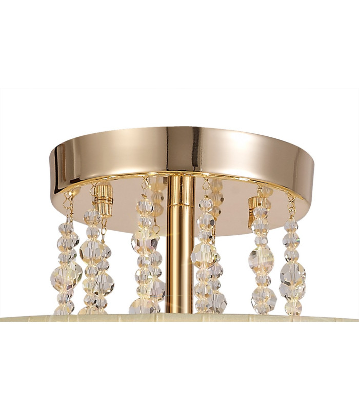 Freida Semi Flush With Ivory Cream Shade 6 Light E14 French Gold/Crystal-6