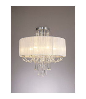 Freida Semi Flush With White Shade 6 Light E14 Polished Chrome/Crystal-2