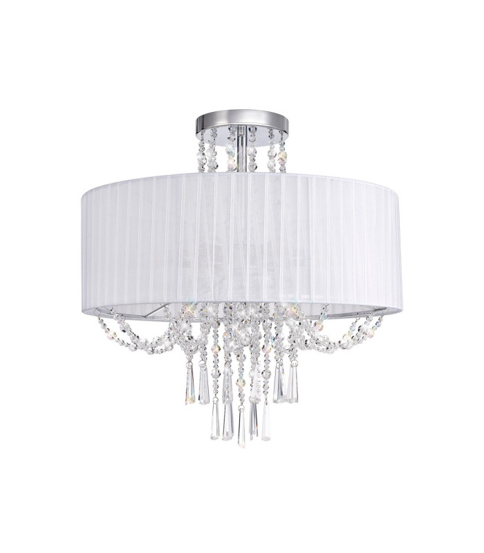 Freida Semi Flush With White Shade 6 Light E14 Polished Chrome/Crystal-4