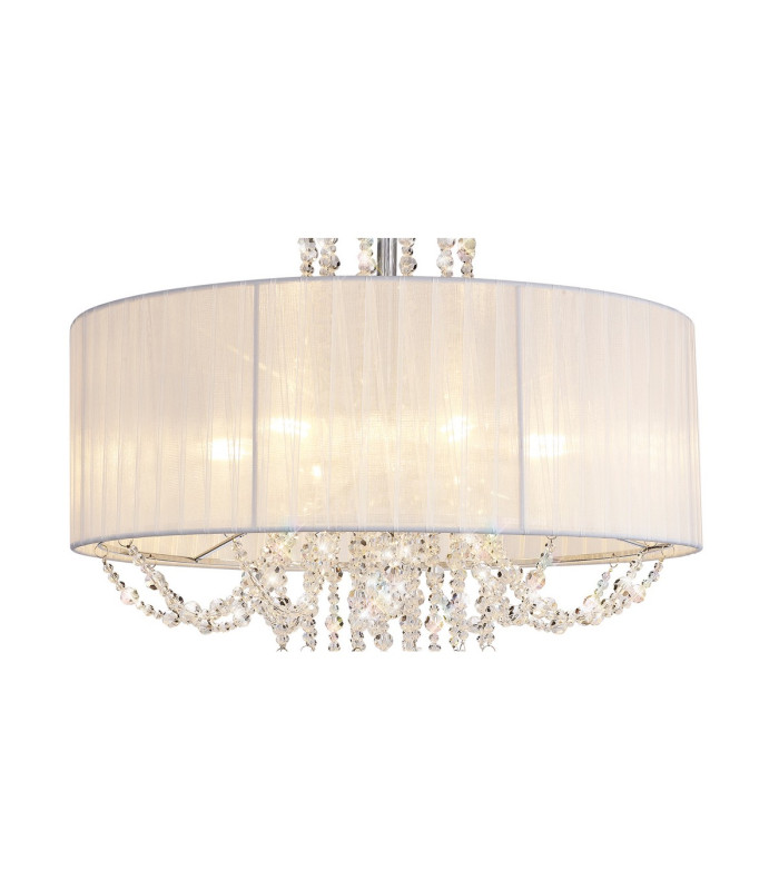Freida Semi Flush With White Shade 6 Light E14 Polished Chrome/Crystal-6