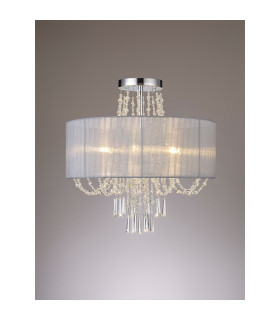 Freida Semi Flush With Grey Shade 6 Light E14 Polished Chrome/Crystal-2