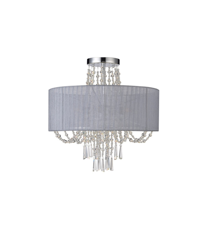 Freida Semi Flush With Grey Shade 6 Light E14 Polished Chrome/Crystal-3