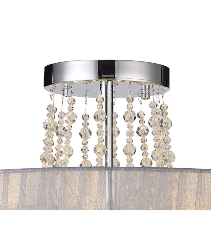 Freida Semi Flush With Grey Shade 6 Light E14 Polished Chrome/Crystal-4