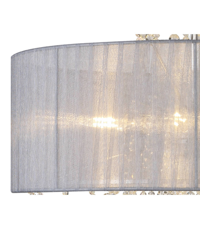 Freida Semi Flush With Grey Shade 6 Light E14 Polished Chrome/Crystal-6