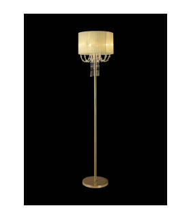 Freida Floor Lamp With Ivory Cream Shade 3 Light E14 French Gold/Crystal-2