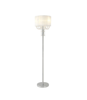 Freida Floor Lamp With White Shade 3 Light E14 Polished Chrome/Crystal-1