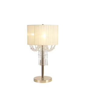 Freida Table Lamp With Ivory Cream Shade 3 Light E14 French Gold/Crystal-1