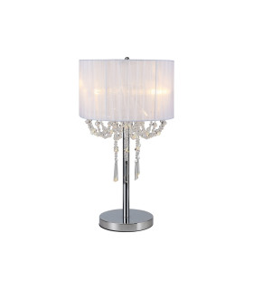 Freida Table Lamp With White Shade 3 Light E14 Polished Chrome/Crystal-1