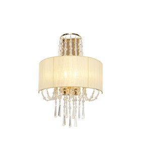 Freida Wall Lamp With Ivory Cream Shade 2 Light E14 French Gold/Crystal-1