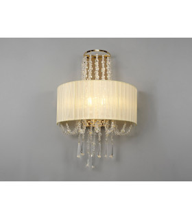 Freida Wall Lamp With Ivory Cream Shade 2 Light E14 French Gold/Crystal-2