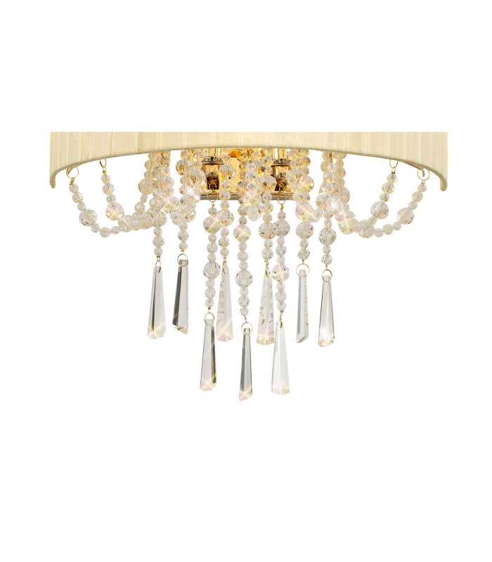 Freida Wall Lamp With Ivory Cream Shade 2 Light E14 French Gold/Crystal-4